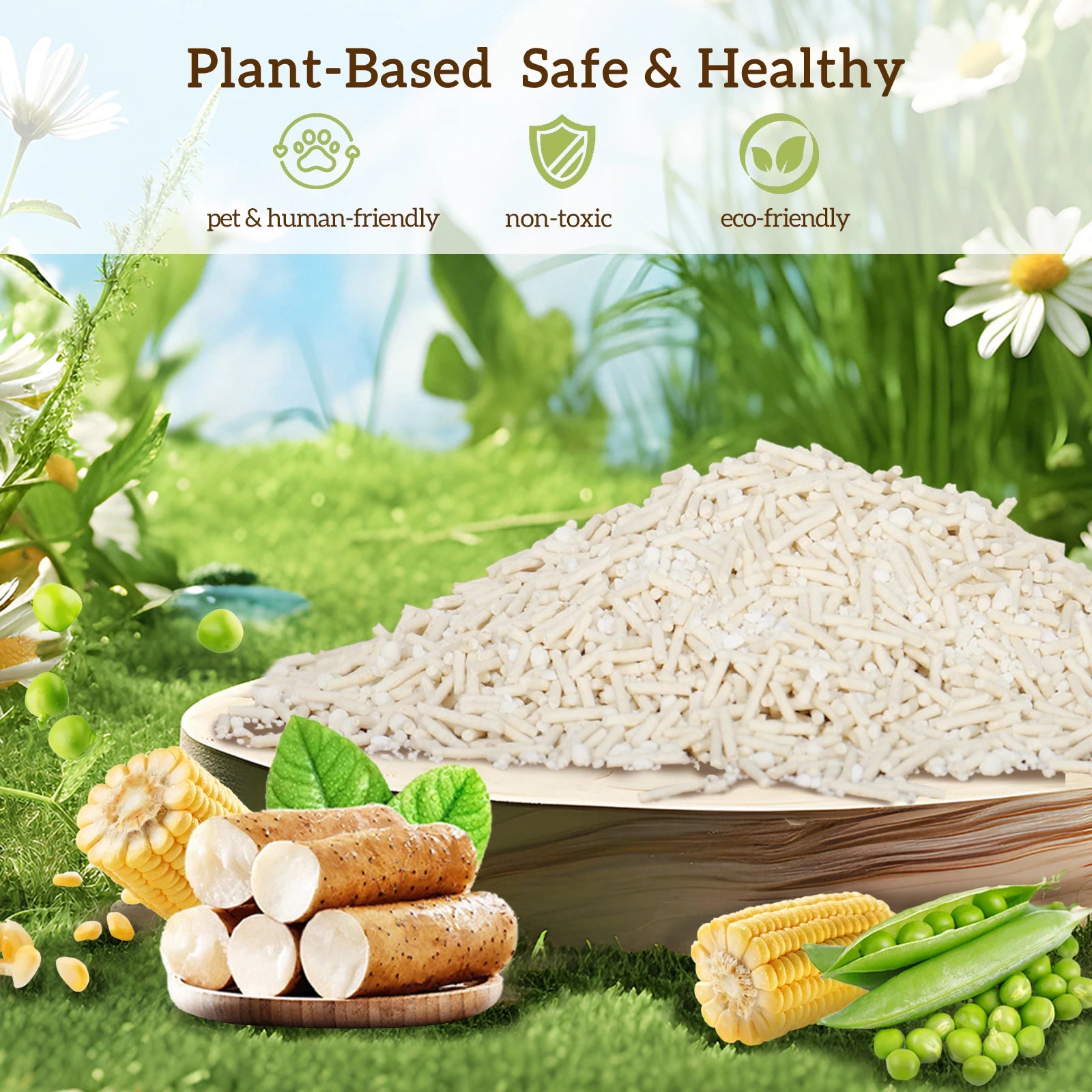 EZSKUUP NonStick Cat Litter (Tofu & Cassava) - 100% Unscented