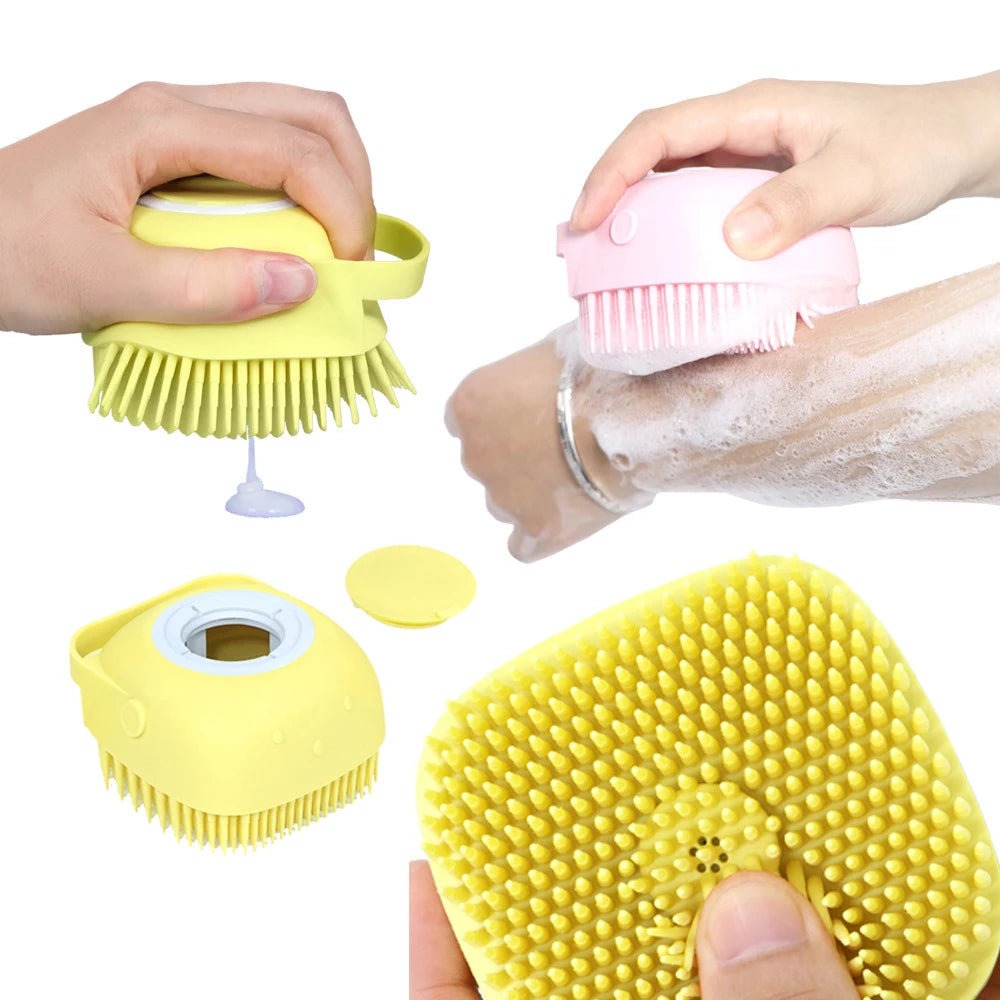 2-in-1 Comfort Dispenser Pet Bath Brush
