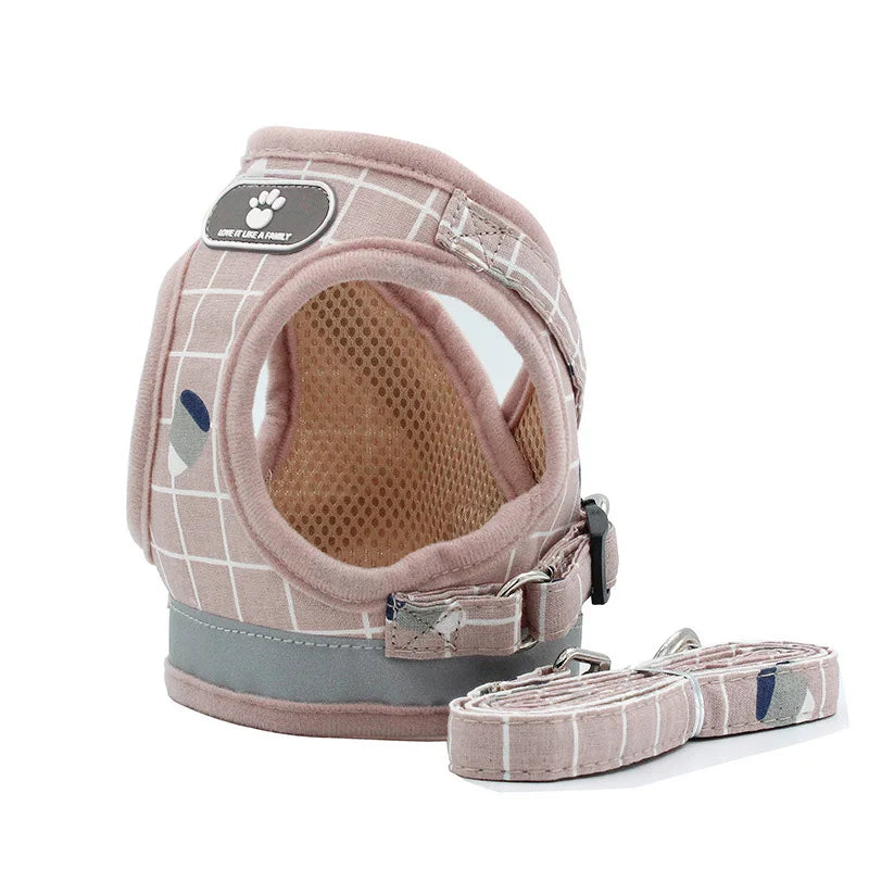Classic Grid Pattern Comfort Harness & Leash Set