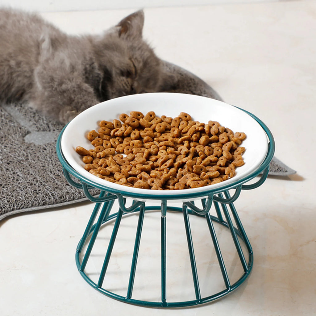 Ceramic & Wire Elevated Pet Feeder
