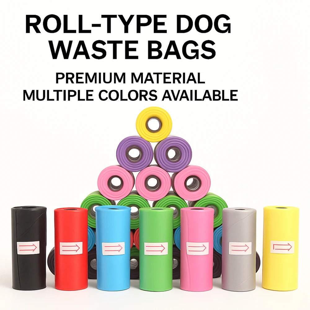 Premium Multi-Color Dog Waste Bags (15 Bags Per Roll)