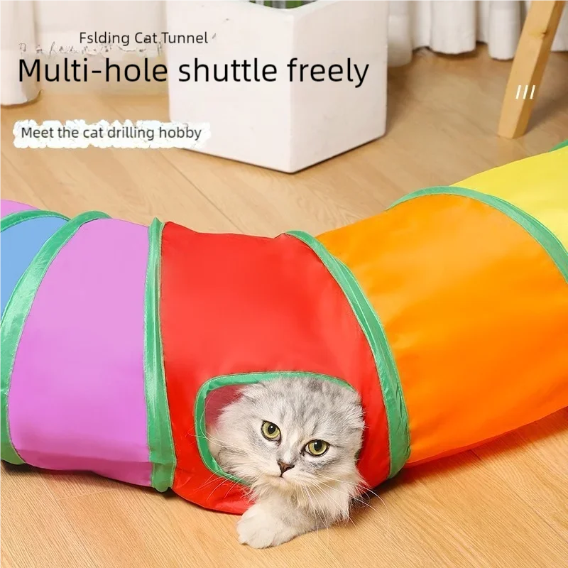 Foldable Multifunctional Cat Tunnel (Vibrant Colors) - Hide-and-Seek and Hunting Fun