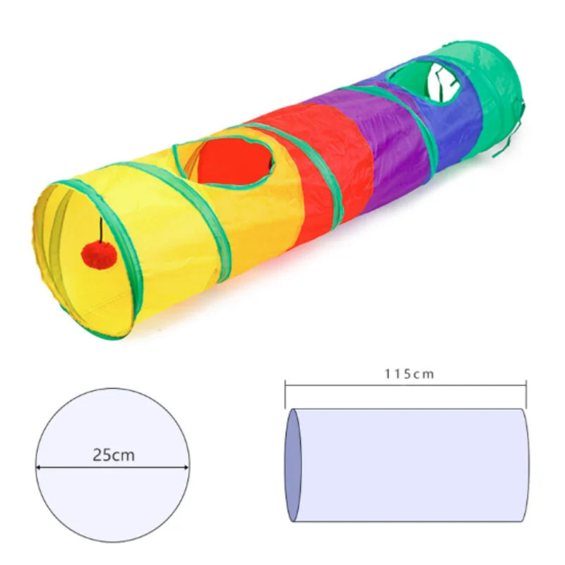 Foldable Multifunctional Cat Tunnel (Vibrant Colors) - Hide-and-Seek and Hunting Fun