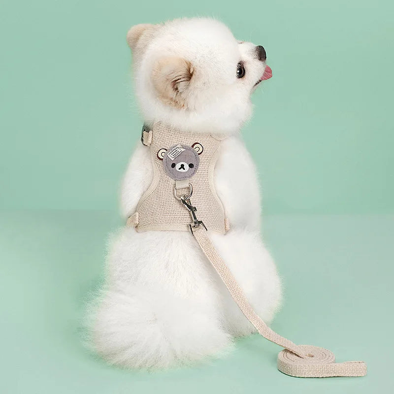 Cute Bear Comfort Harness and Leash Set for Small Dogs