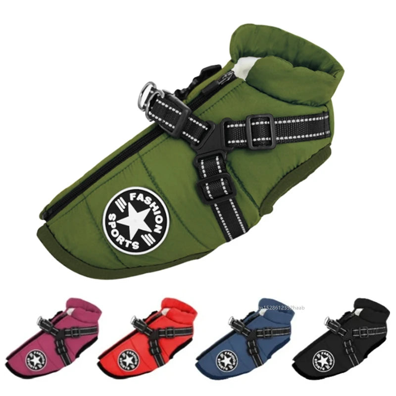 Waterproof Sport-Fashion Padded Coat with Integrated Harness