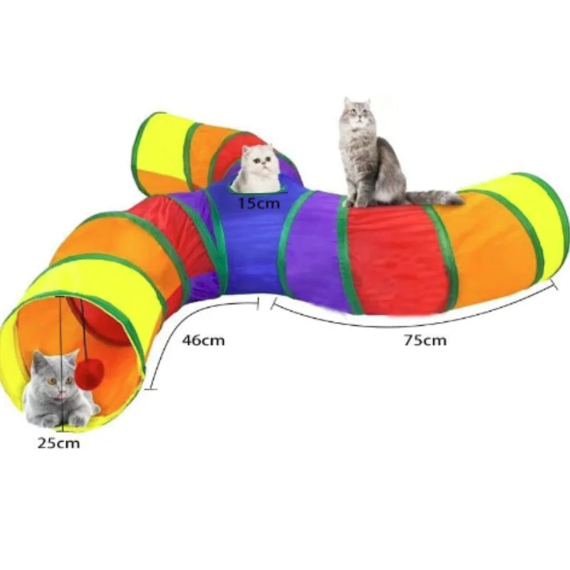 Foldable Multifunctional Cat Tunnel (Vibrant Colors) - Hide-and-Seek and Hunting Fun
