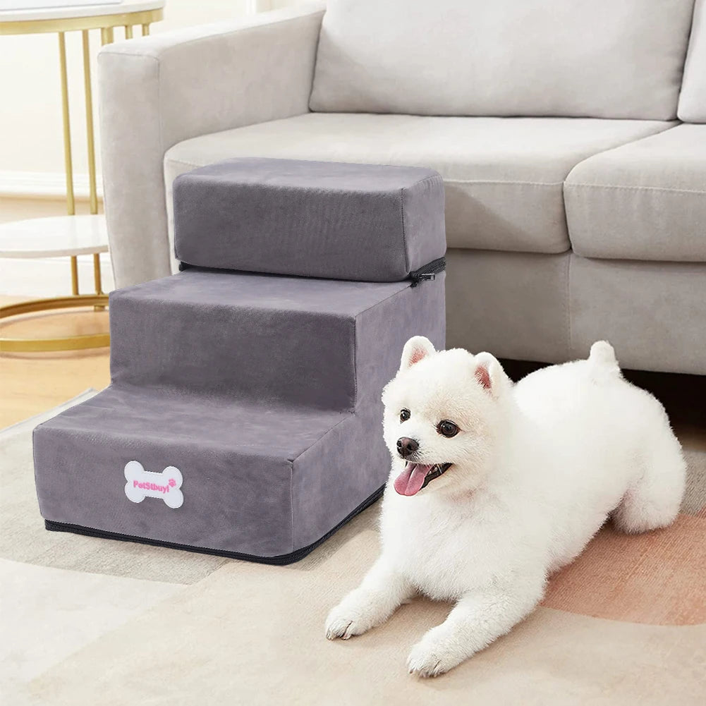 3-Step Adjustable Pet Stairs - Height Adjustment and Joint Support