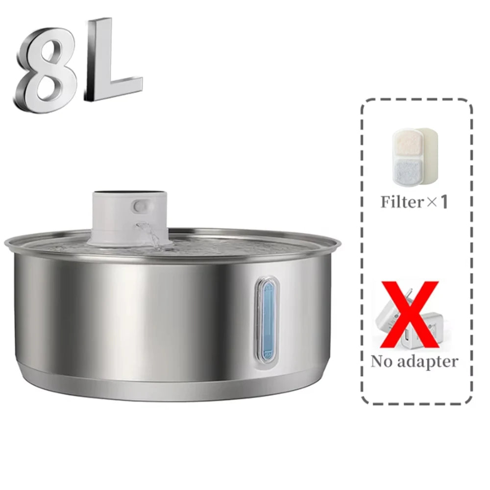 8L Stainless Steel Mega Pet Water Fountain
