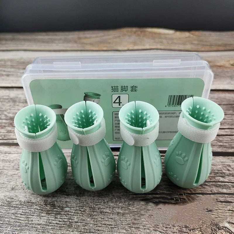 Silicone Anti-Scratch Cat Paw Protectors (For Bathing & Grooming)