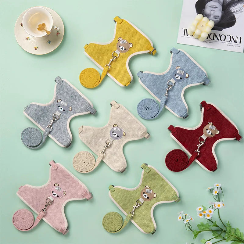 Cute Bear Comfort Harness and Leash Set for Small Dogs