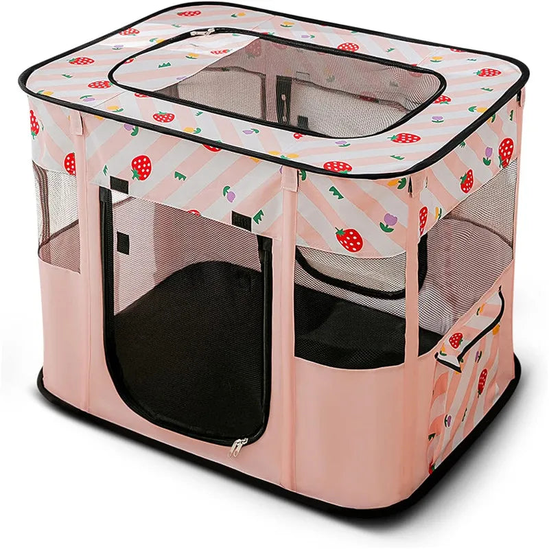 Pop-Up Portable Pet Playpen with Zip-Off Roof