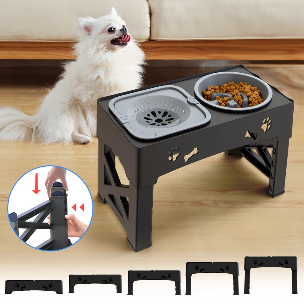 Adjustable Height Ergonomic Dual Pet Feeder