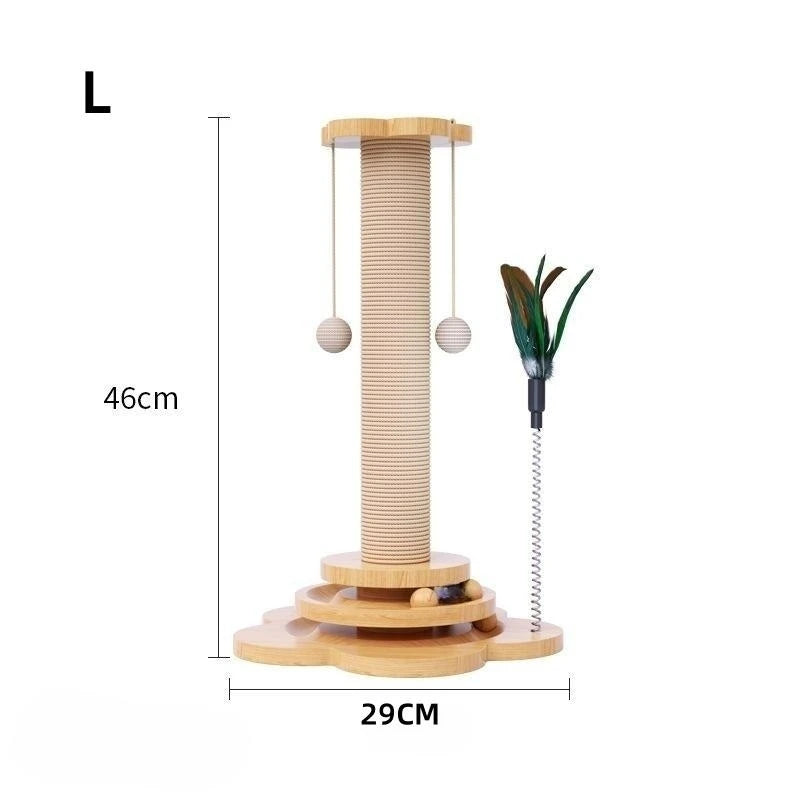 Multi-Activity Sisal Cat Scratching Tower with Interactive Toy Base