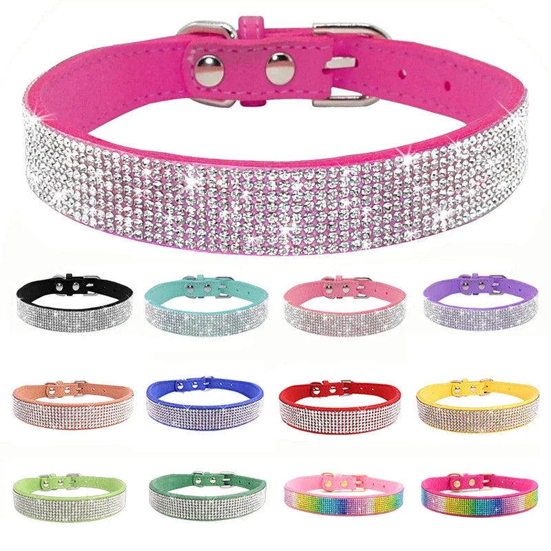 Korean Velvet Luxe Rhinestone Dog Collar