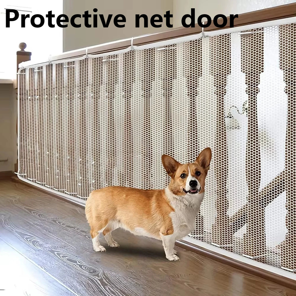 Punch-Free Retractable Pet Safety Fence - Ideal for Stairs and Doorways