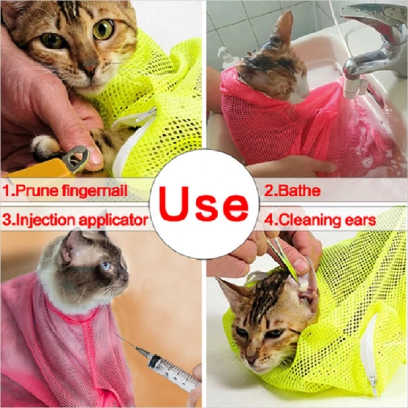 No-Scratch Cat Grooming & Bathing Mesh Bag