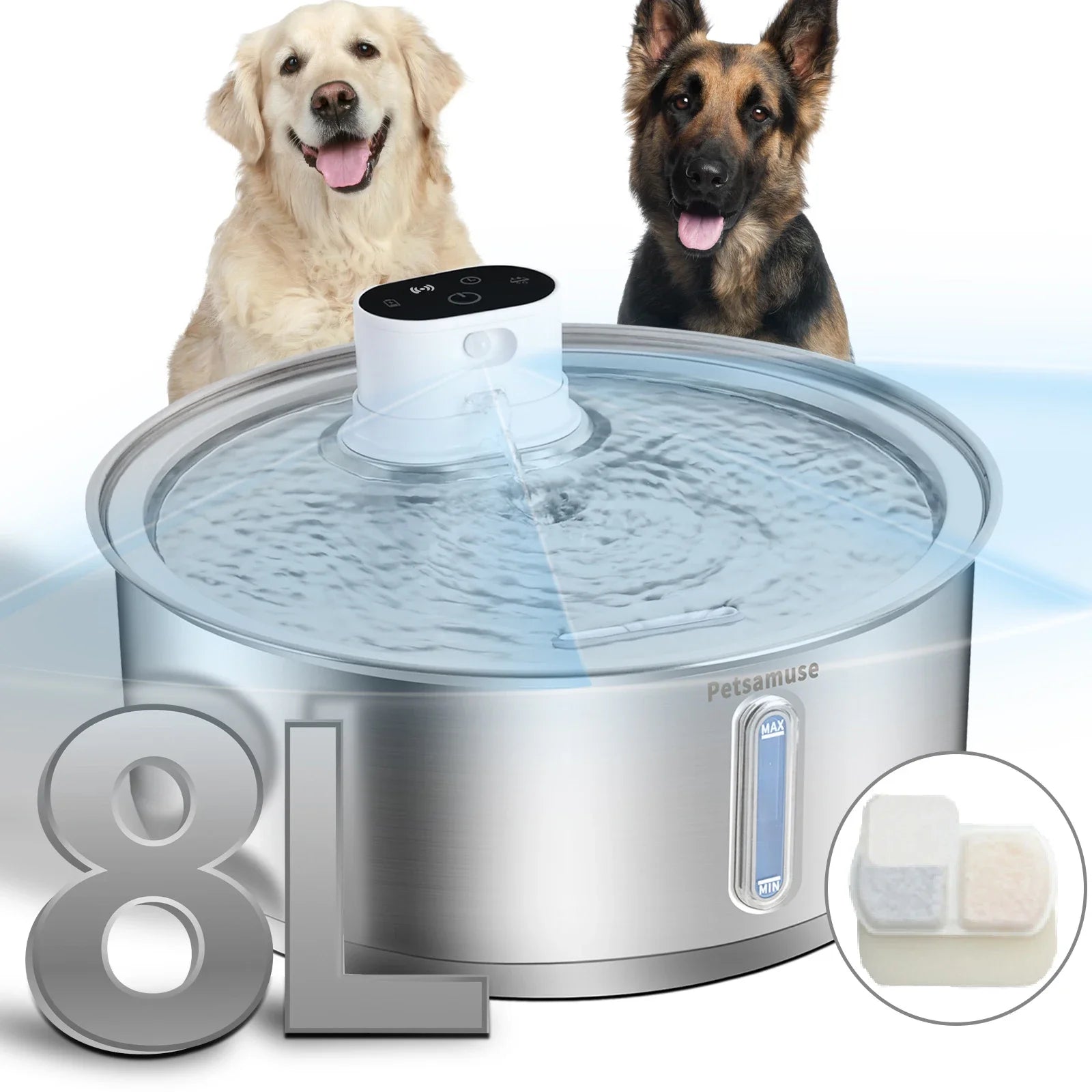 8L Stainless Steel Mega Pet Water Fountain