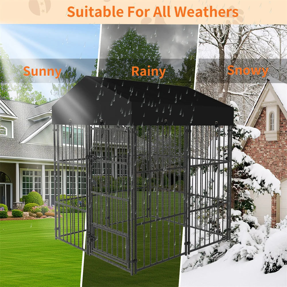 Heavy-Duty Outdoor Modular Dog Kennel with Sunshade