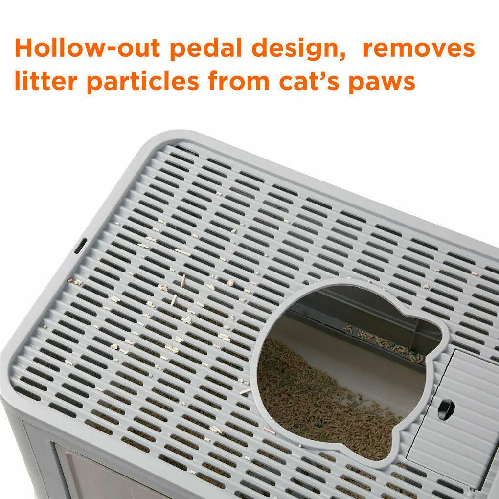 Enclosed Cat Litter Box with Removable Drawer and Dual Entry