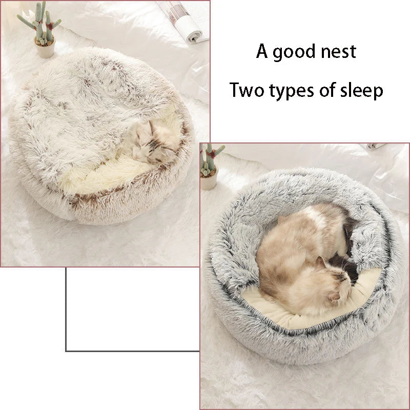 "Pet Heaven" Long Plush Cave Bed - Comfort, Privacy, and Deep Sleep