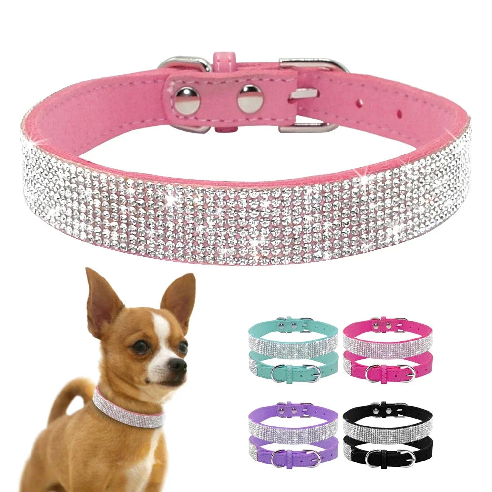 Korean Velvet Luxe Rhinestone Dog Collar