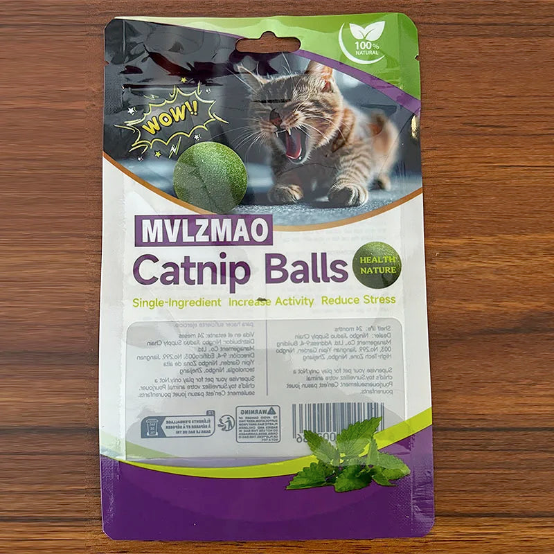 Self-Adhesive Edible Catnip Balls - Wall-Mount Treat and Teeth Cleaner