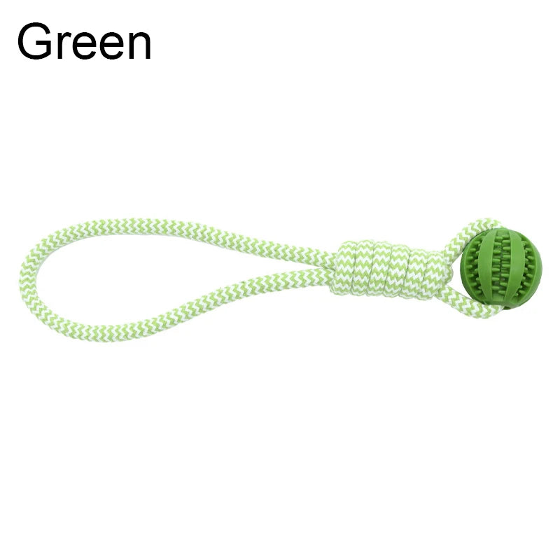 Treat Dispensing Ball Toy with Rope - Tug-of-War and Dental Cleaning