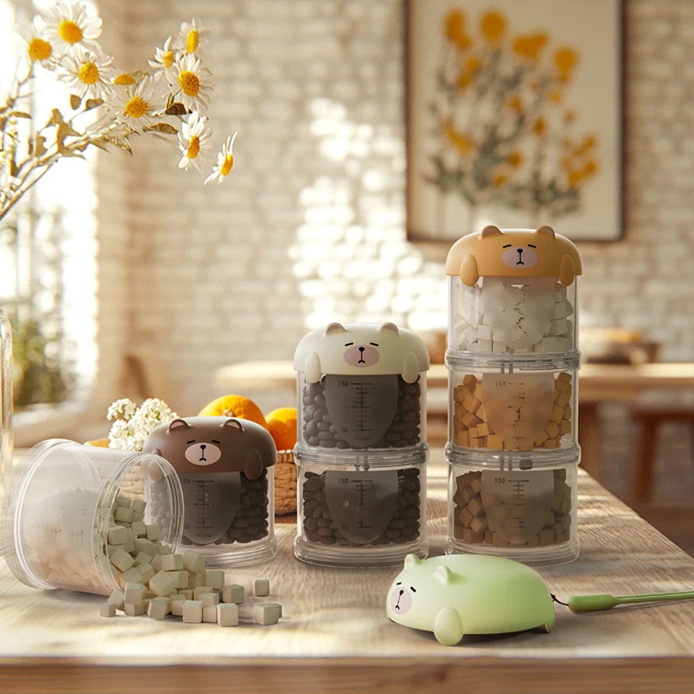 Stackable Bear-Top Travel Food Dispenser