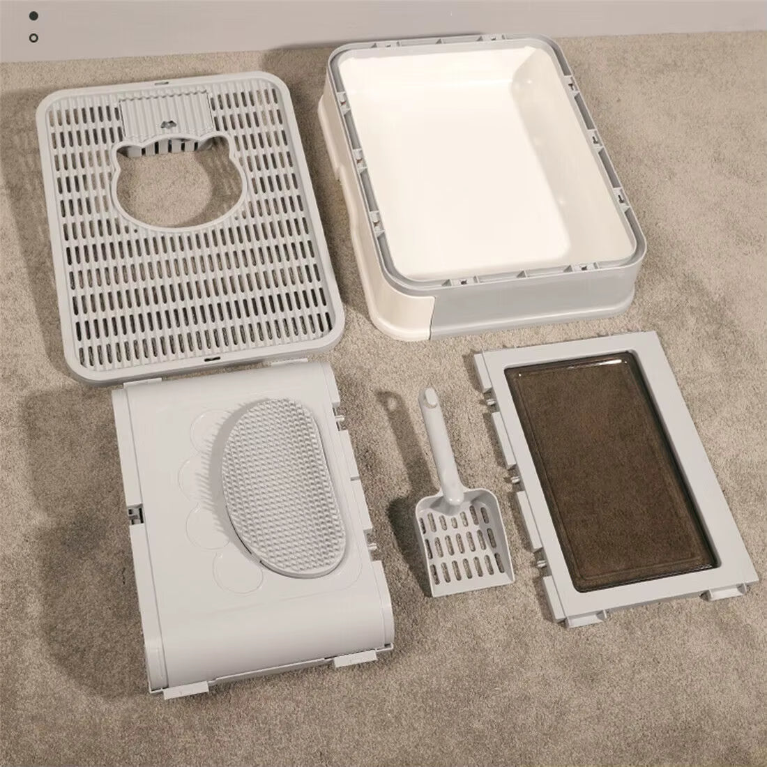 Enclosed Cat Litter Box with Removable Drawer and Dual Entry