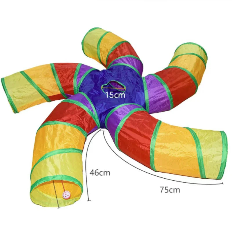 Foldable Multifunctional Cat Tunnel (Vibrant Colors) - Hide-and-Seek and Hunting Fun