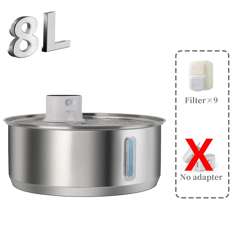 8L Stainless Steel Mega Pet Water Fountain