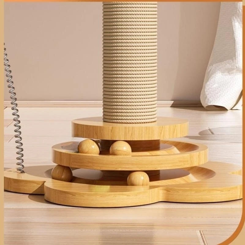 Multi-Activity Sisal Cat Scratching Tower with Interactive Toy Base