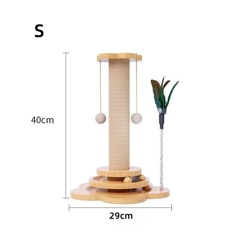 Multi-Activity Sisal Cat Scratching Tower with Interactive Toy Base