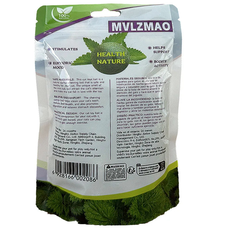 Self-Adhesive Edible Catnip Balls - Wall-Mount Treat and Teeth Cleaner