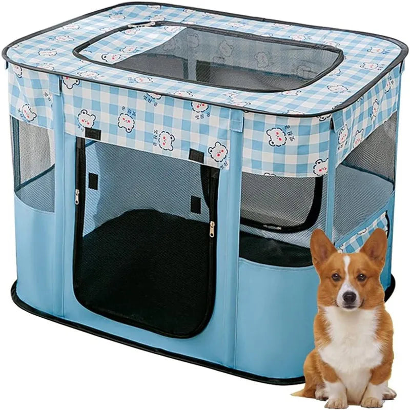 Pop-Up Portable Pet Playpen with Zip-Off Roof