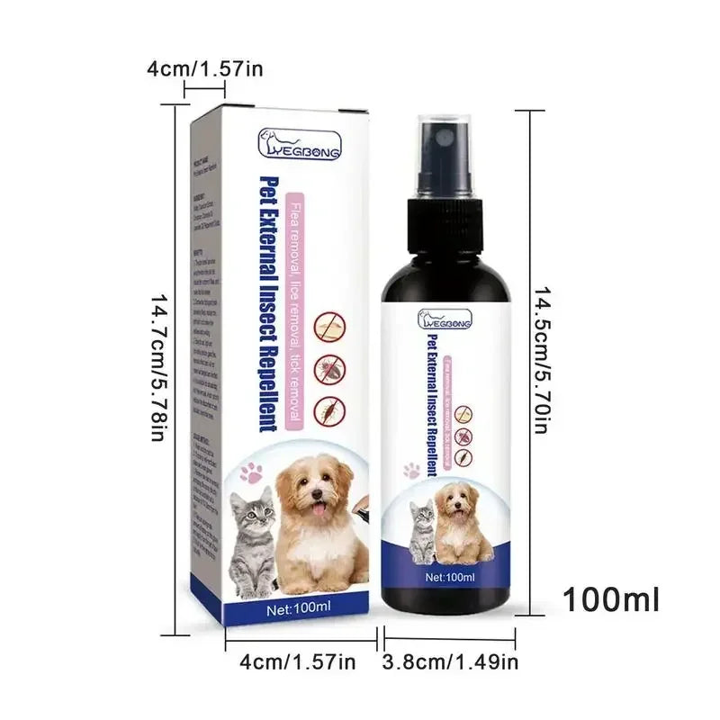4-in-1 Pet External Insect Repellent Spray (100ml) + Free Tick Tools