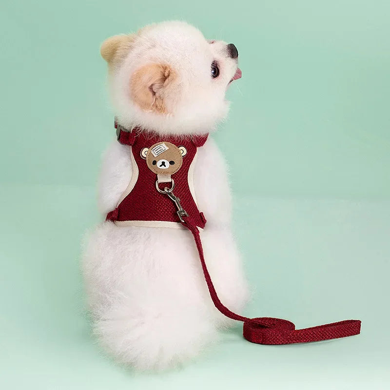 Cute Bear Comfort Harness and Leash Set for Small Dogs