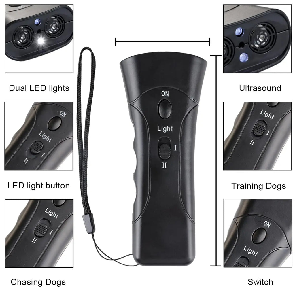 Portable Ultrasonic Anti-Barking & Training Device with LED