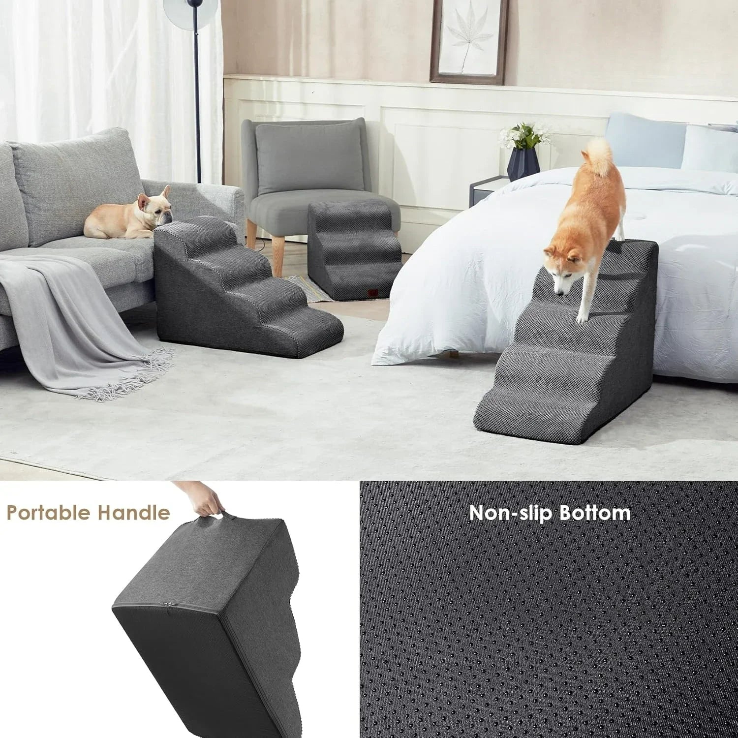 Soft Foam Pet Stairs (2, 3 or 4 Steps) - Customized Height Support