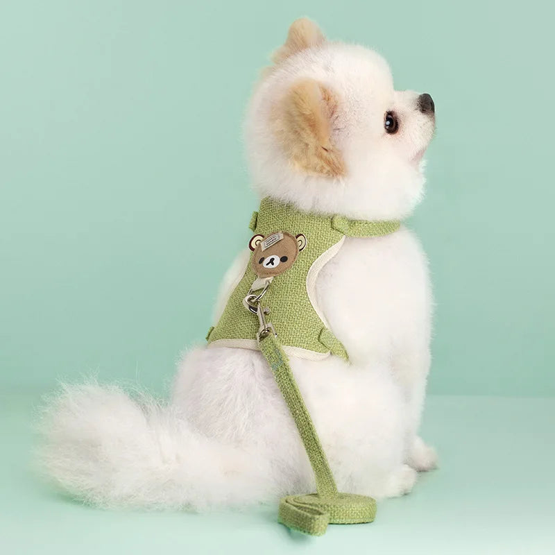 Cute Bear Comfort Harness and Leash Set for Small Dogs