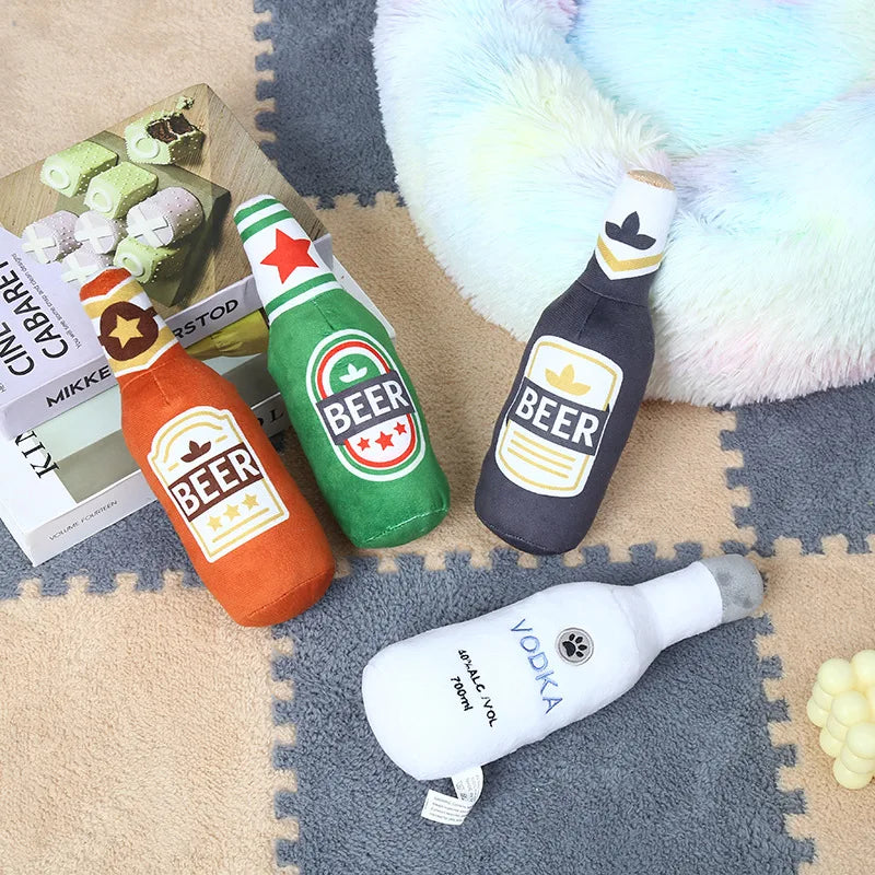 "Beer Bottle" Plush Toy Set - Themed Fun for Your Dog