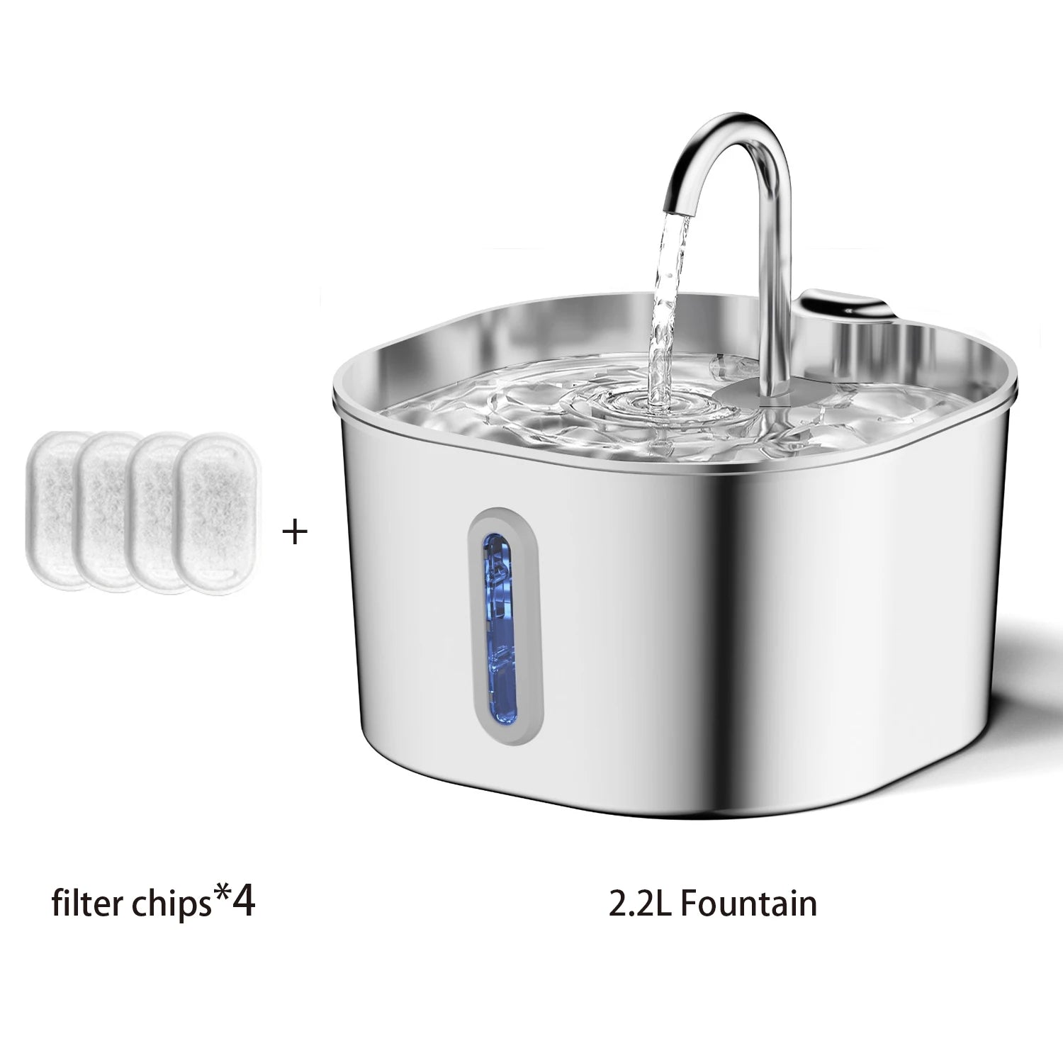 2.2L Stainless Steel Quiet Pet Fountain (Square & Round)