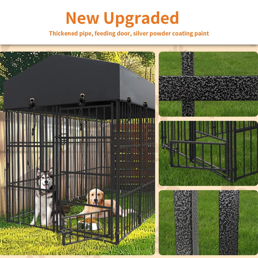 Heavy-Duty Outdoor Modular Dog Kennel with Sunshade
