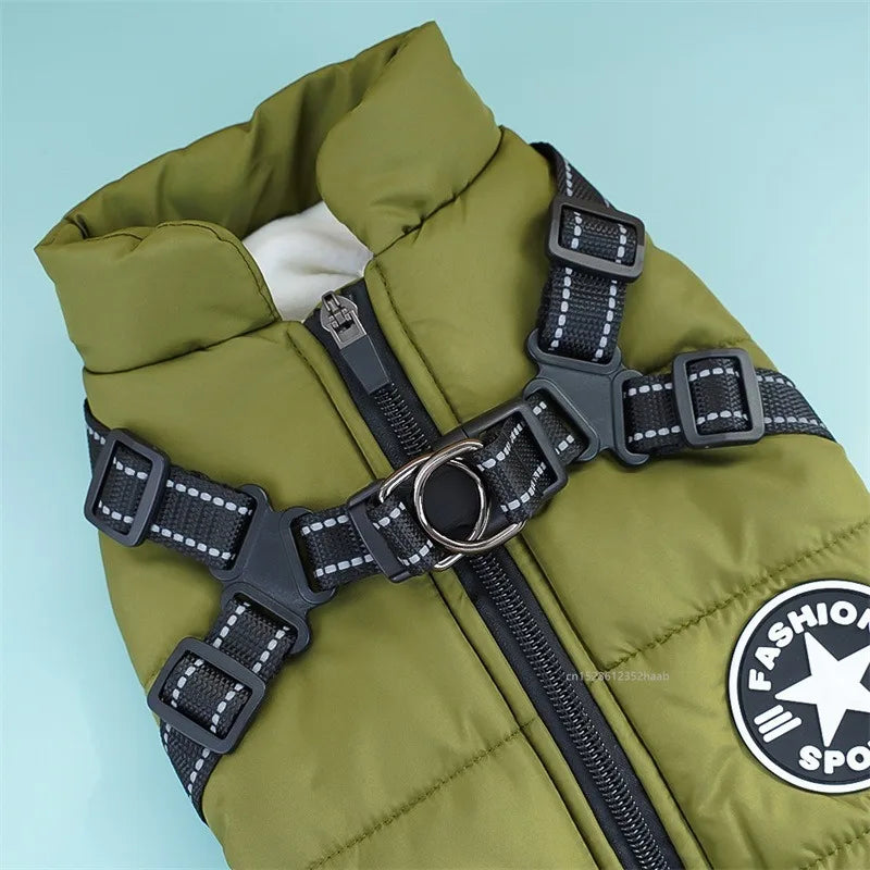 Waterproof Sport-Fashion Padded Coat with Integrated Harness