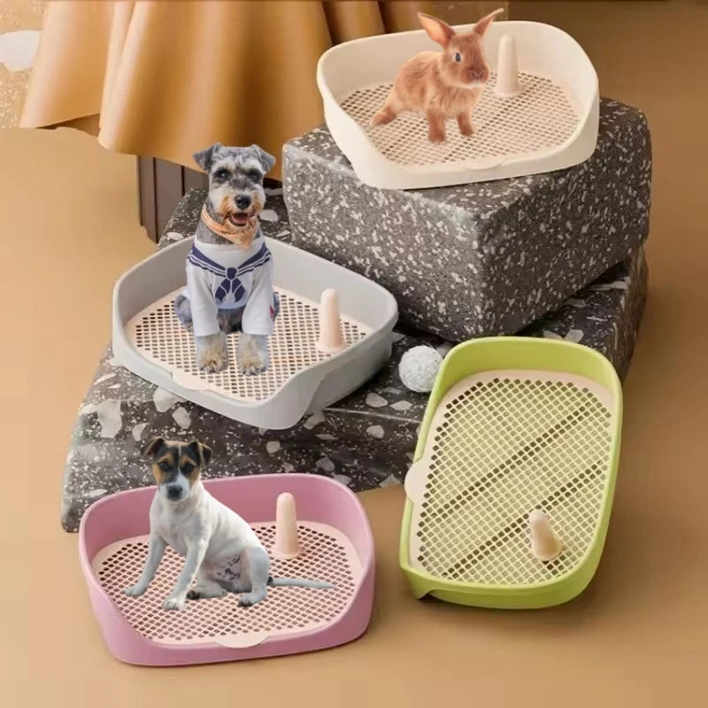 Grate Pet Potty Training Tray with Removable Pee Post