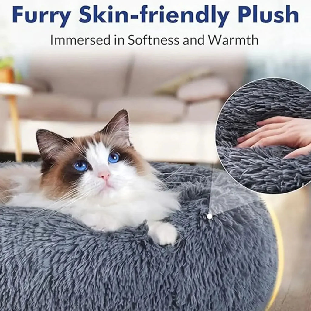 Fluffy Round Pet Bed (Machine Washable) - Maximum Comfort and Versatility