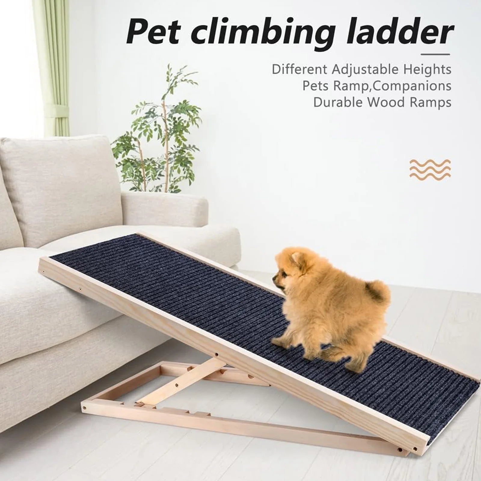 Adjustable Wooden Folding Pet Ramp - Fully Customizable Height
