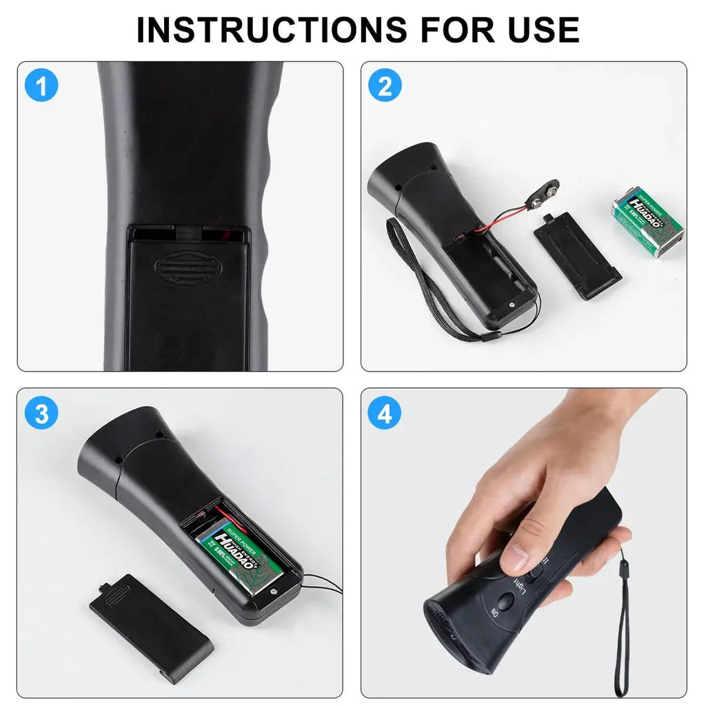 Portable Ultrasonic Anti-Barking & Training Device with LED