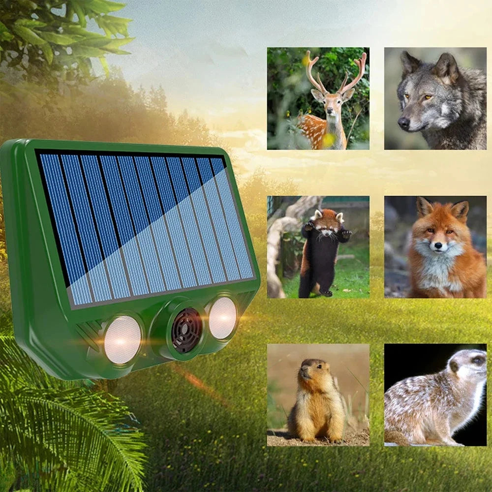 Solar-Powered Ultrasonic Outdoor Animal Repellent