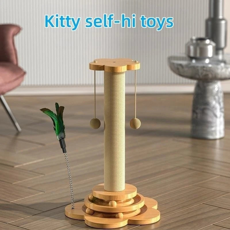 Multi-Activity Sisal Cat Scratching Tower with Interactive Toy Base